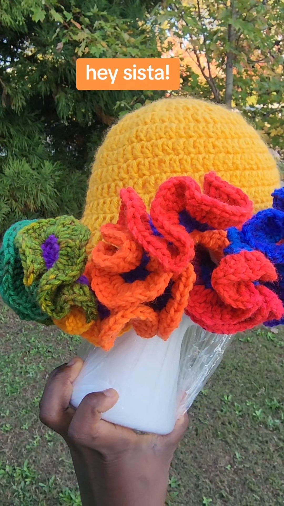 Yellow pinapple rainbow handmade Crochet Ruffle for