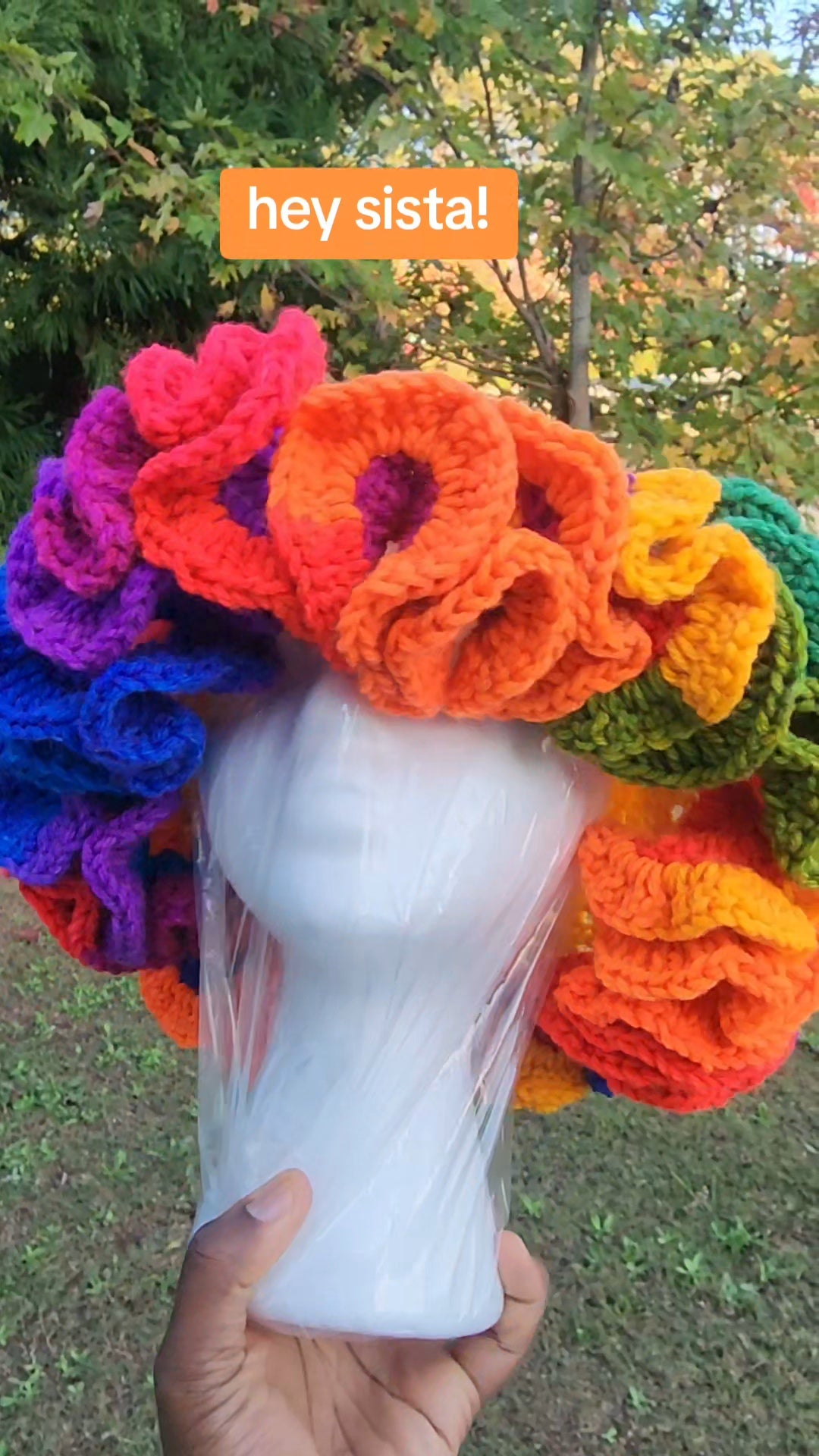 Yellow pinapple rainbow handmade Crochet Ruffle for