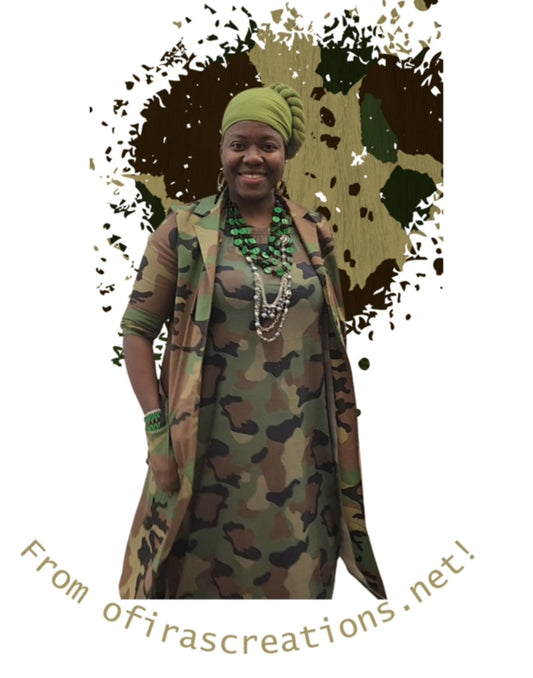 Camouflage 3 piece set (jacket, dress,headwrap)