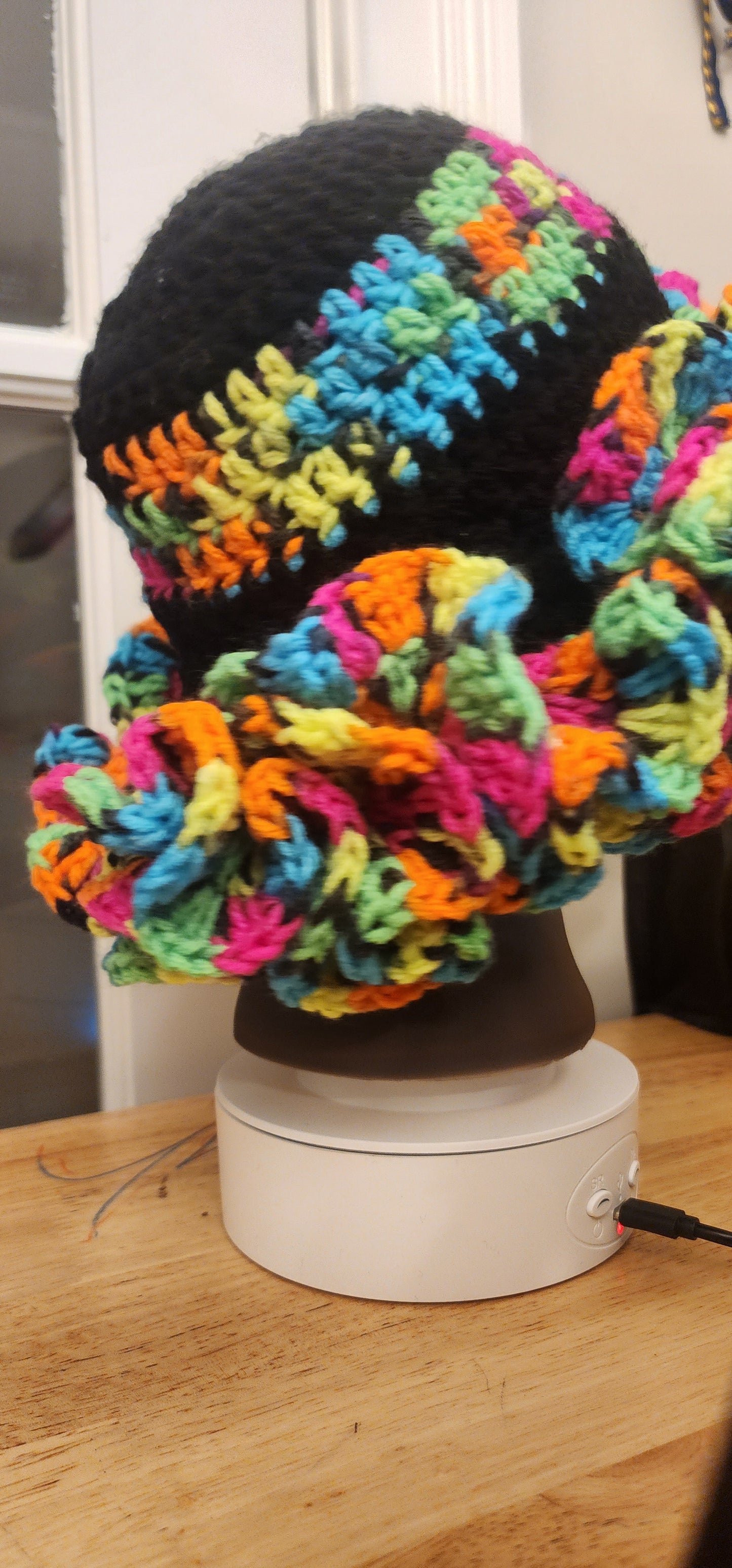 Handmade Modest Crochet Ruffle Bonnet Hat | Protective Satin-Lined Custom Head Covering | One-Size-Fits-Most Statement Hair Bonnet