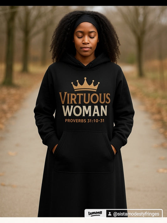 Virtuous Woman Hoodie Dress – Proverbs 31:10-31 | Modest Christian Apparel (Royal Purple)