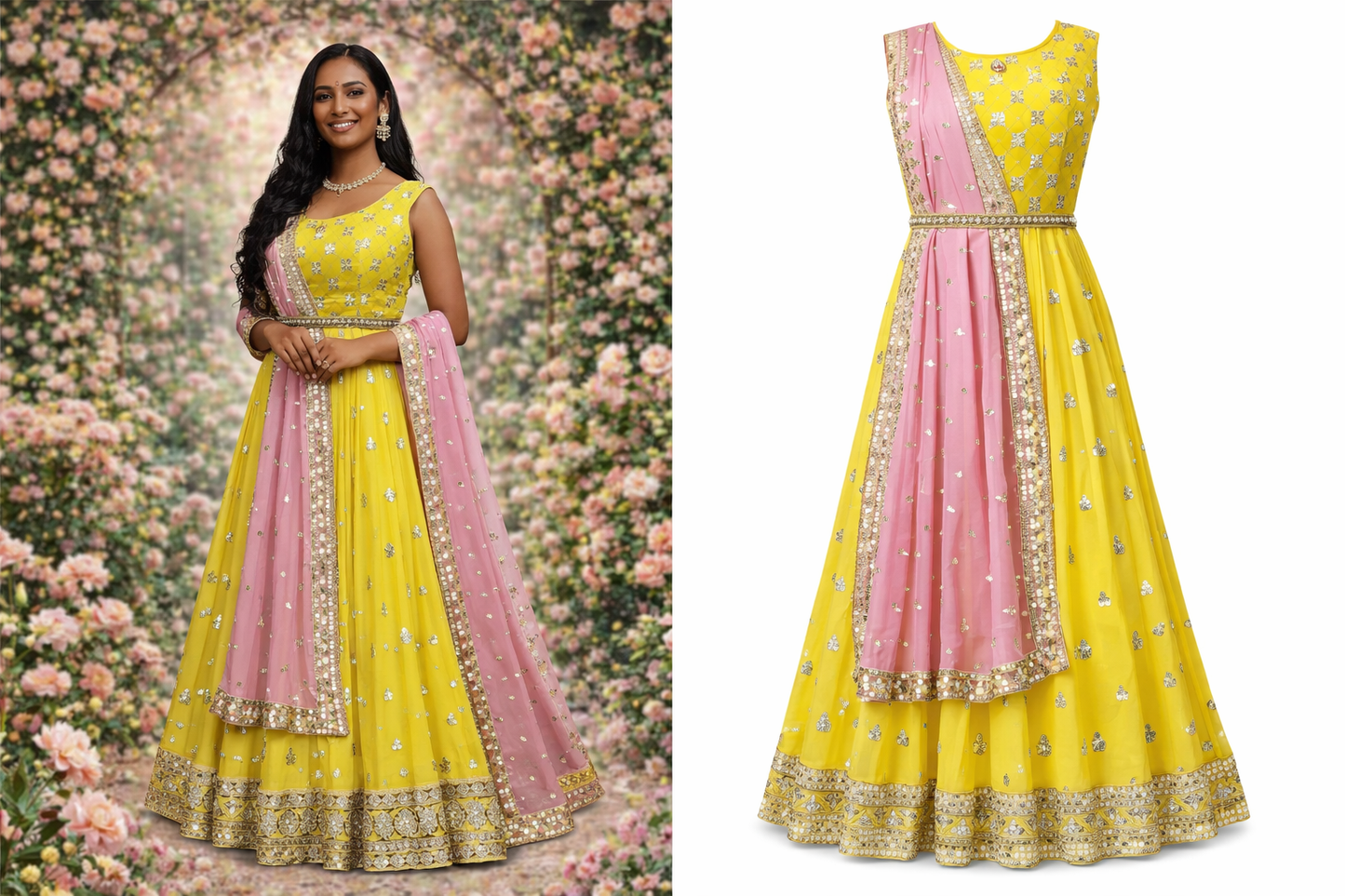 Yellow beaded dress