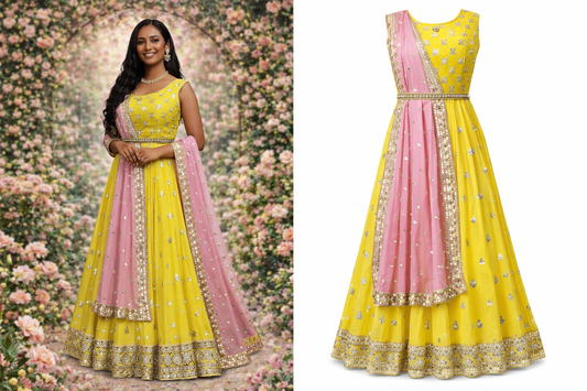 Yellow beaded dress