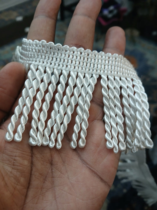 White Bullion fringes by the yard