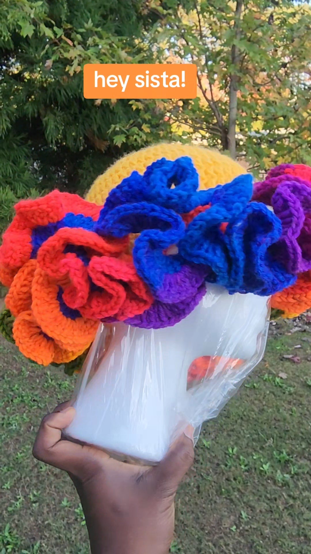 Yellow pinapple rainbow handmade Crochet Ruffle for