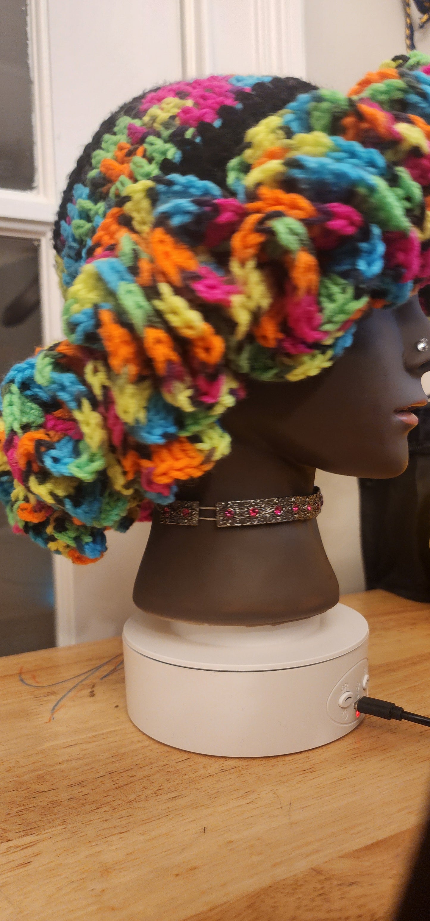 Handmade Modest Crochet Ruffle Bonnet Hat | Protective Satin-Lined Custom Head Covering | One-Size-Fits-Most Statement Hair Bonnet