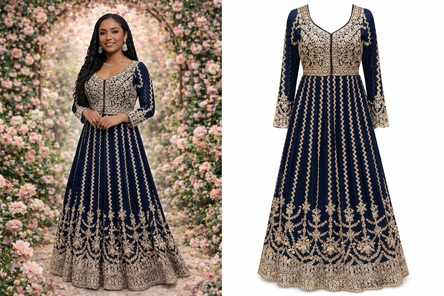 Dark color beaded dress