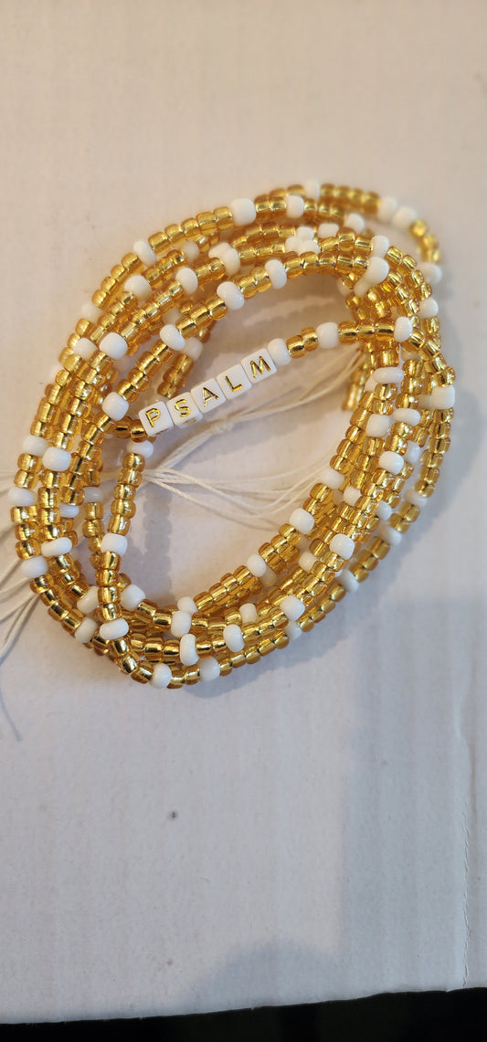 Waist-beads gold and white Psalms